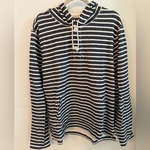 J. Crew Men's Striped Navy and White Light Hoodie